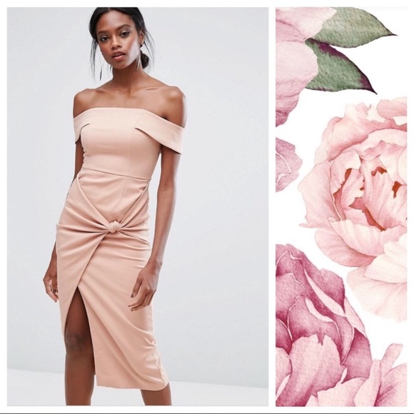 Lavish Alice Dresses & Skirts - Lavish Alice Dusty Pink Bardot Dress Sz Small NWT